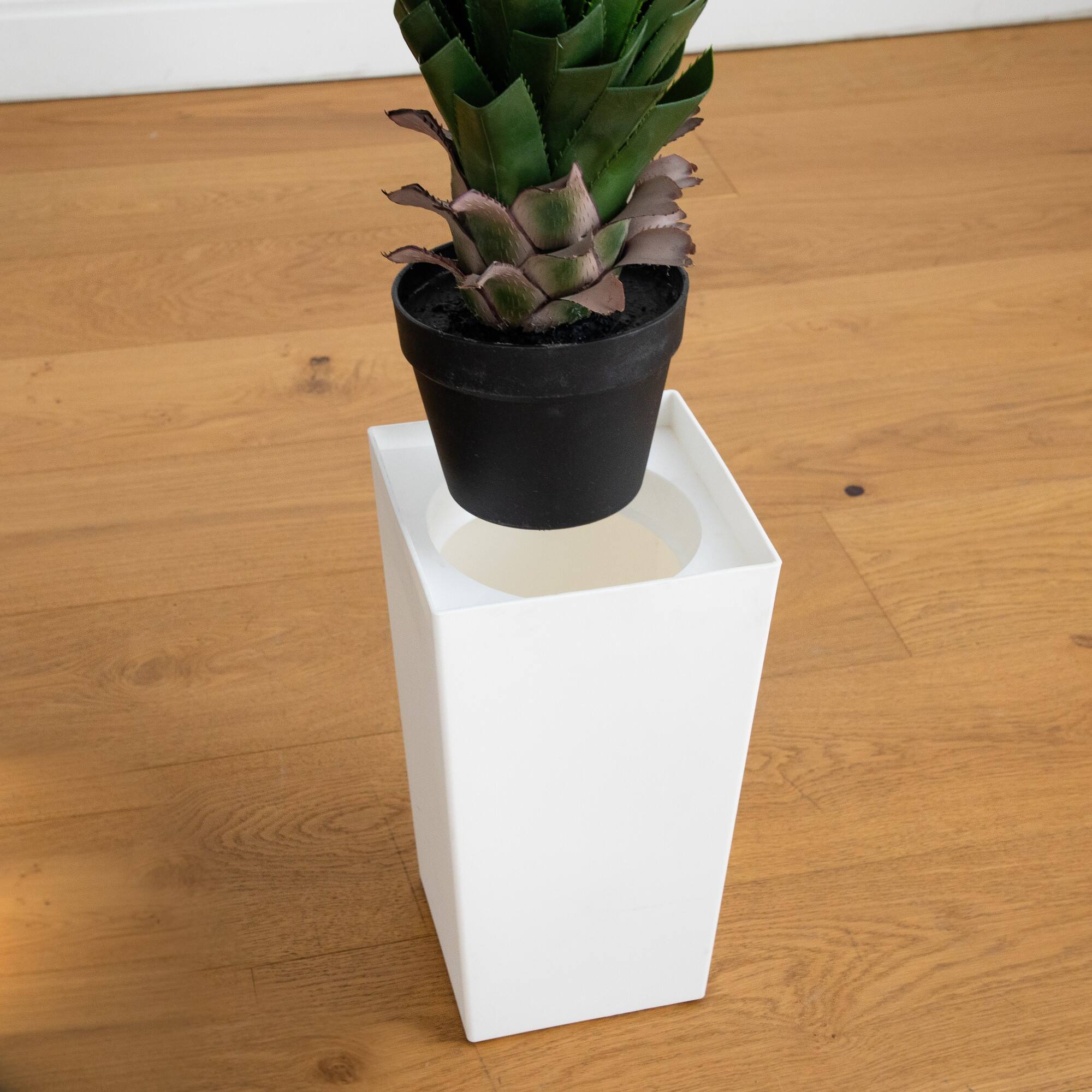 4ft. UV Resistant Artificial Spiked Agave Plant in White Tower Planter (Indoor/Outdoor)